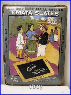 Vintage Emata Slates Made In Germany Sign Board Enamel Porcelain Collectibles