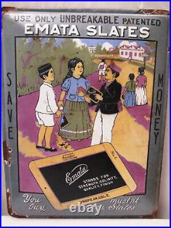 Vintage Emata Slates Made In Germany Sign Board Enamel Porcelain Collectibles