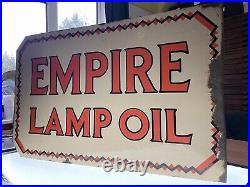 Vintage Empire Lamp Oil Enamel Flange Sign Double Sided