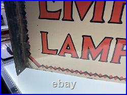 Vintage Empire Lamp Oil Enamel Flange Sign Double Sided