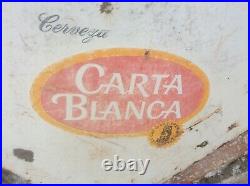 Vintage Enamel Advertising Sign 1950s Metal CARTA BLANCA Mexican Beer Lager