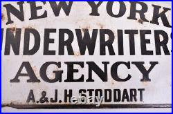 Vintage Enamel Advertising Sign For New York Underwriters Agency