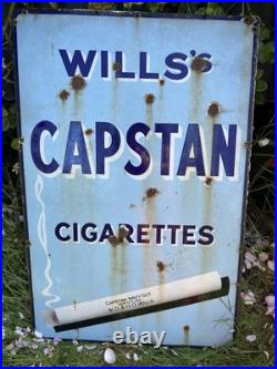 Vintage Enamel Advertising Sign Original, large, Wills's Capstan Cigarettes