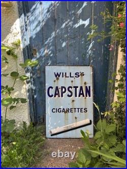 Vintage Enamel Advertising Sign Original, large, Wills's Capstan Cigarettes
