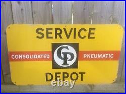 Vintage Enamel Advertising Sign Pneumatic Tools Co Garage Service Depot 1950s