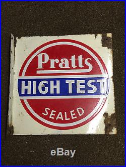 Vintage Enamel Advertising Sign Pratts Double Sided Sign Automobilia