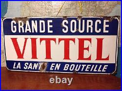 Vintage Enamel Advertising Sign VITTEL MINERAL WATER 1954