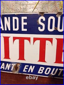 Vintage Enamel Advertising Sign VITTEL MINERAL WATER 1954