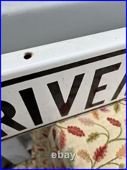 Vintage Enamel American Road Sign Double Sided RIVERVIEW DRIVE