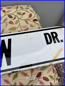 Vintage Enamel American Road Sign Double Sided RIVERVIEW DRIVE
