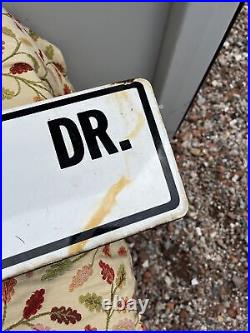 Vintage Enamel American Road Sign Double Sided RIVERVIEW DRIVE