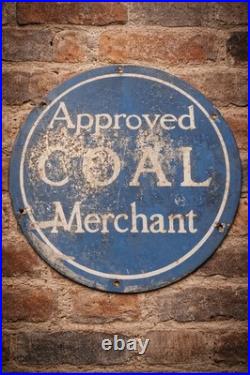 Vintage Enamel Approved Coal Merchant Sign Original 30.5cm