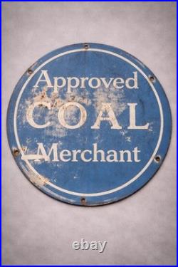 Vintage Enamel Approved Coal Merchant Sign Original 30.5cm