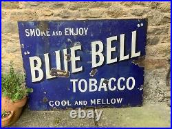 Vintage Enamel Blue Bell Tobacco Sign 2'6 x 3'4