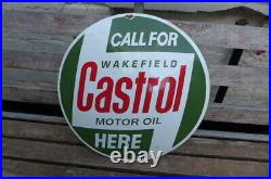 Vintage Enamel Castrol Wakefield Motor Metal Sign Painted Wall Decor D-48.5 cm