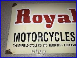 Vintage Enamel Convex Shaped Enamel'Royal Enfield' Motorcycles Sign 60cmX20cm