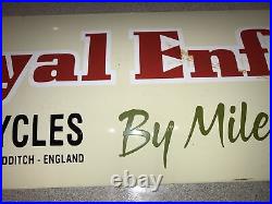 Vintage Enamel Convex Shaped Enamel'Royal Enfield' Motorcycles Sign 60cmX20cm