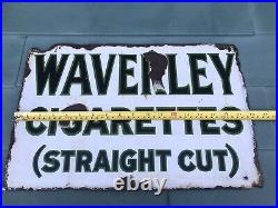 Vintage Enamel Double Sided Advertising Sign Waverley Cigarettes / Mixture