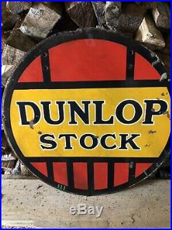 Vintage Enamel Dunlop Stock Sign Automobilia
