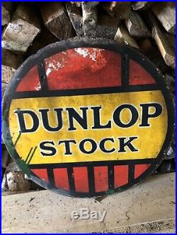 Vintage Enamel Dunlop Stock Sign Automobilia