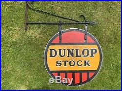 Vintage Enamel Dunlop Stock Sign Automobilia Petrol Oil Can Bottle