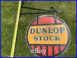Vintage Enamel Dunlop Stock Sign Automobilia Petrol Oil Can Bottle