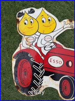 Vintage Enamel Esso Tractor Sign