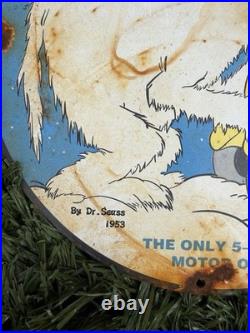 Vintage Enamel Essolube Dr Seuss Sign