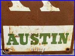 Vintage Enamel Exterior Austin Car Old Garage Workshop Repair Wall Sign