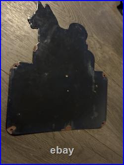 Vintage Enamel -Husky 7 Miles -Advertising Sign 12 X 13