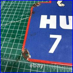 Vintage Enamel -Husky 7 Miles -Advertising Sign 12 X 13