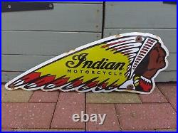 Vintage Enamel Indian Motorcycle Metal Sign Poster Wall Man Cave 22 cm x 61 cm