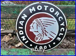 Vintage Enamel Indian Motorcycle Metal Sign Poster Wall Man Cave Garage D-47 cm