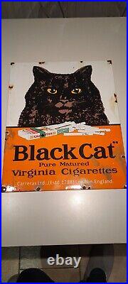 Vintage Enamel Large Black Cat Cigarettes Sign Vintage Enamel Large Black Cat Cigarettes Sign
