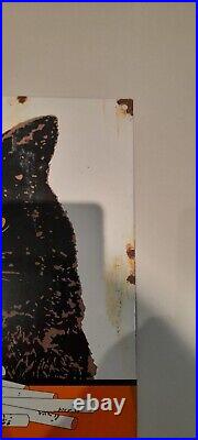 Vintage Enamel Large Black Cat Cigarettes Sign Vintage Enamel Large Black Cat Cigarettes Sign