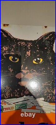 Vintage Enamel Large Black Cat Cigarettes Sign Vintage Enamel Large Black Cat Cigarettes Sign
