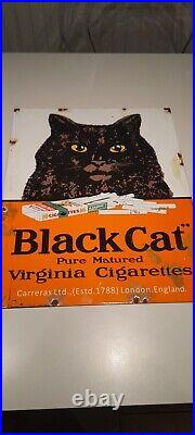 Vintage Enamel Large Black Cat Cigarettes Sign Vintage Enamel Large Black Cat Cigarettes Sign