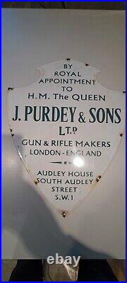 Vintage Enamel Large James Purdey Rifle Makers Sign