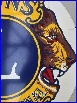 Vintage Enamel Lions Club Advertising Sign 76cm X 76cm