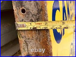 Vintage Enamel Lyon Cakes Double Sided Flanged Sign