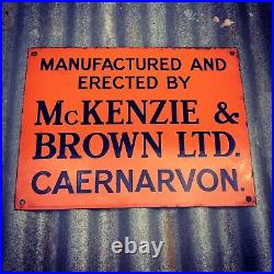 Vintage Enamel Makers Sign McKenzie & Brown Caernarvon Wales