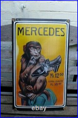 Vintage Enamel Mercedes Metal Sign Painted Poster Wall Decor 42 cm x 69 cm
