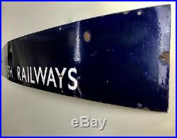 Vintage Enamel Metal British Railways Sign / Advertising / Train / Large / Blue
