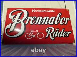 Vintage Enamel Metal Sign Brennabor Rader Wall Decor 40 cm x 70 cm Collector