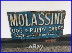 Vintage Enamel Molassine Dog And Puppy Cakes Advertising Sign