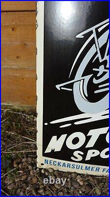 Vintage Enamel NSU MOTORRADER Metal Sign Wall Collector 40 cm x 60 cm