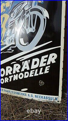 Vintage Enamel NSU MOTORRADER Metal Sign Wall Collector 40 cm x 60 cm