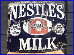 Vintage Enamel Nestles Milk Sign
