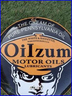 Vintage Enamel Oilzum Motor Oils Sign