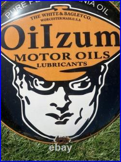 Vintage Enamel Oilzum Motor Oils Sign
